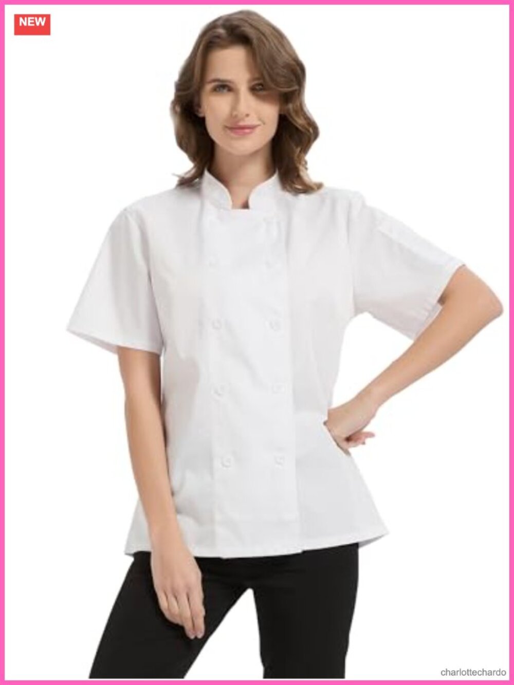 Lightweight Short Sleeve Chef Coat Women Uniform